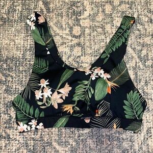 Floral Black and Green Women's Sports Bra PINK